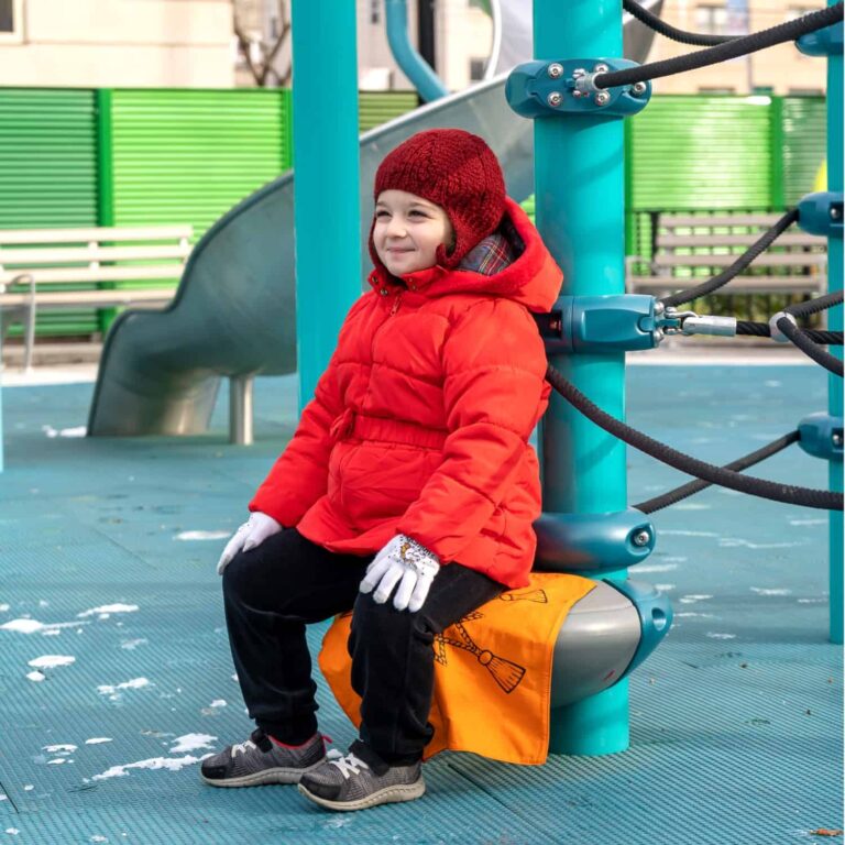 Child Seat Scarf with Tassel Logo – Persimmon / Orange