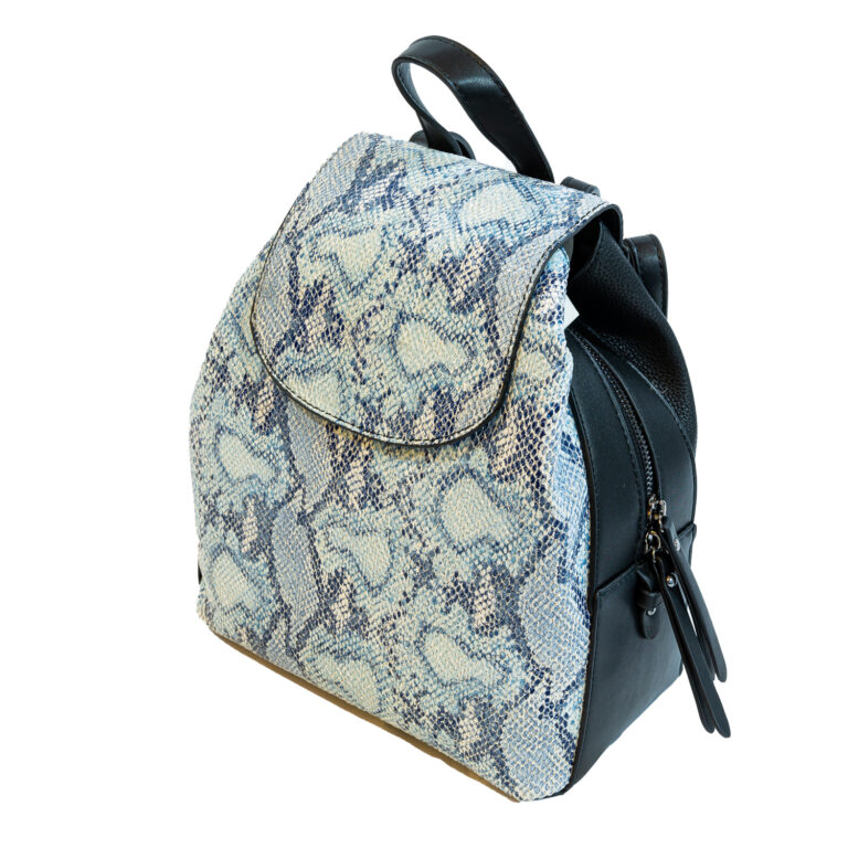 Snakeskin Front Faux Leather Backpack