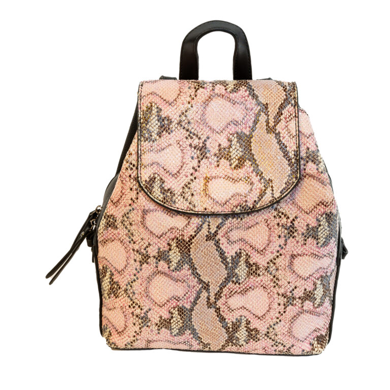Snakeskin Front Faux Leather Backpack