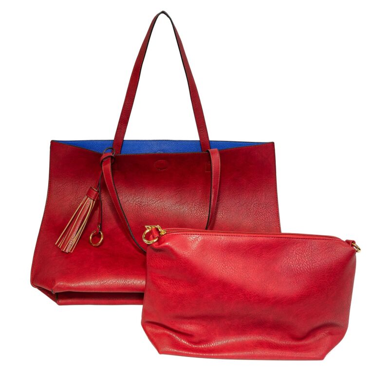 Large Red Tote With Attached Pouch