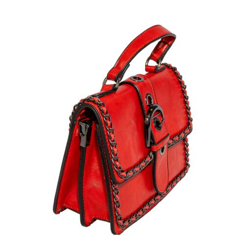 Red Chain Trimmed Evening / Crossbody Bag
