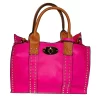 Pink Square Tote Top Handle & Strap With Attached Inner Removable Pouch