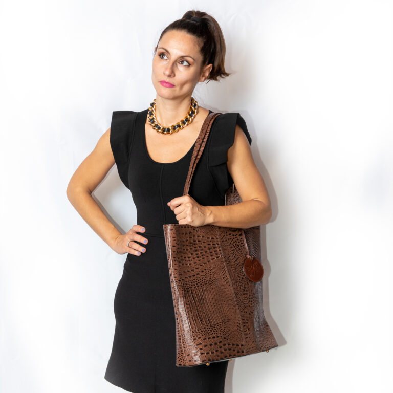 Brown / Tan Leather Large Tote Bag