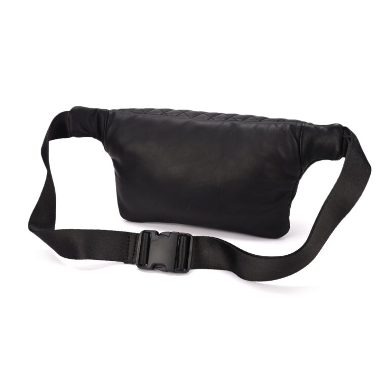 ESE Signature Black Quilted Leather Lambskin Fanny Bag