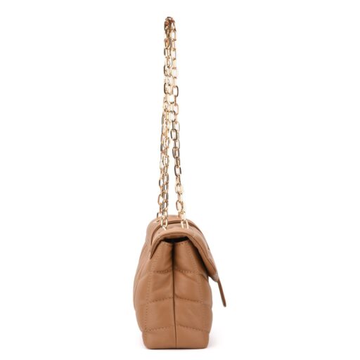 ESE Signature Leather Lambskin Shoulder Bag - CAMEL SMALL