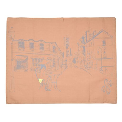 Antimicrobial Seat Scarf Café Scene – CREAM with Pouch