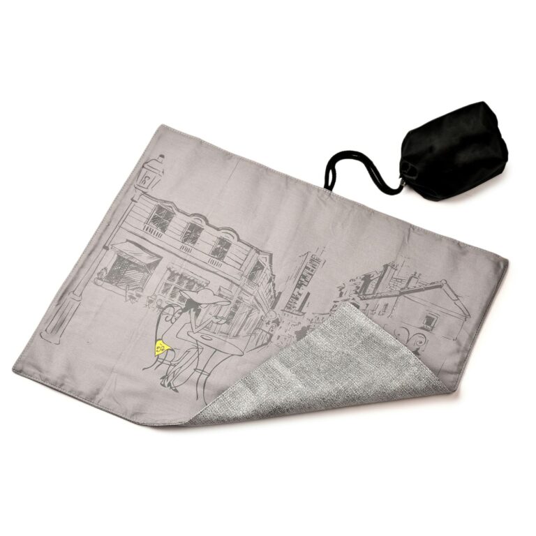 Antimicrobial Seat Scarf Café Scene – GREY with Pouch